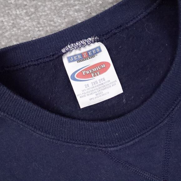 VTG 90s Native American Embroidered 2XL Blue Long Sleeve Pullover Sweatshirt - Picture 5 of 10